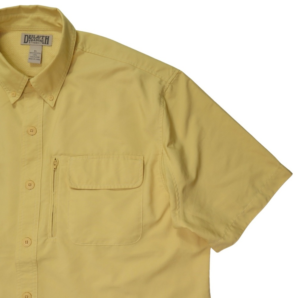Duluth Trading Co Fishing Shirt Mens XL Yellow Vented‎ Coolplus Button Down